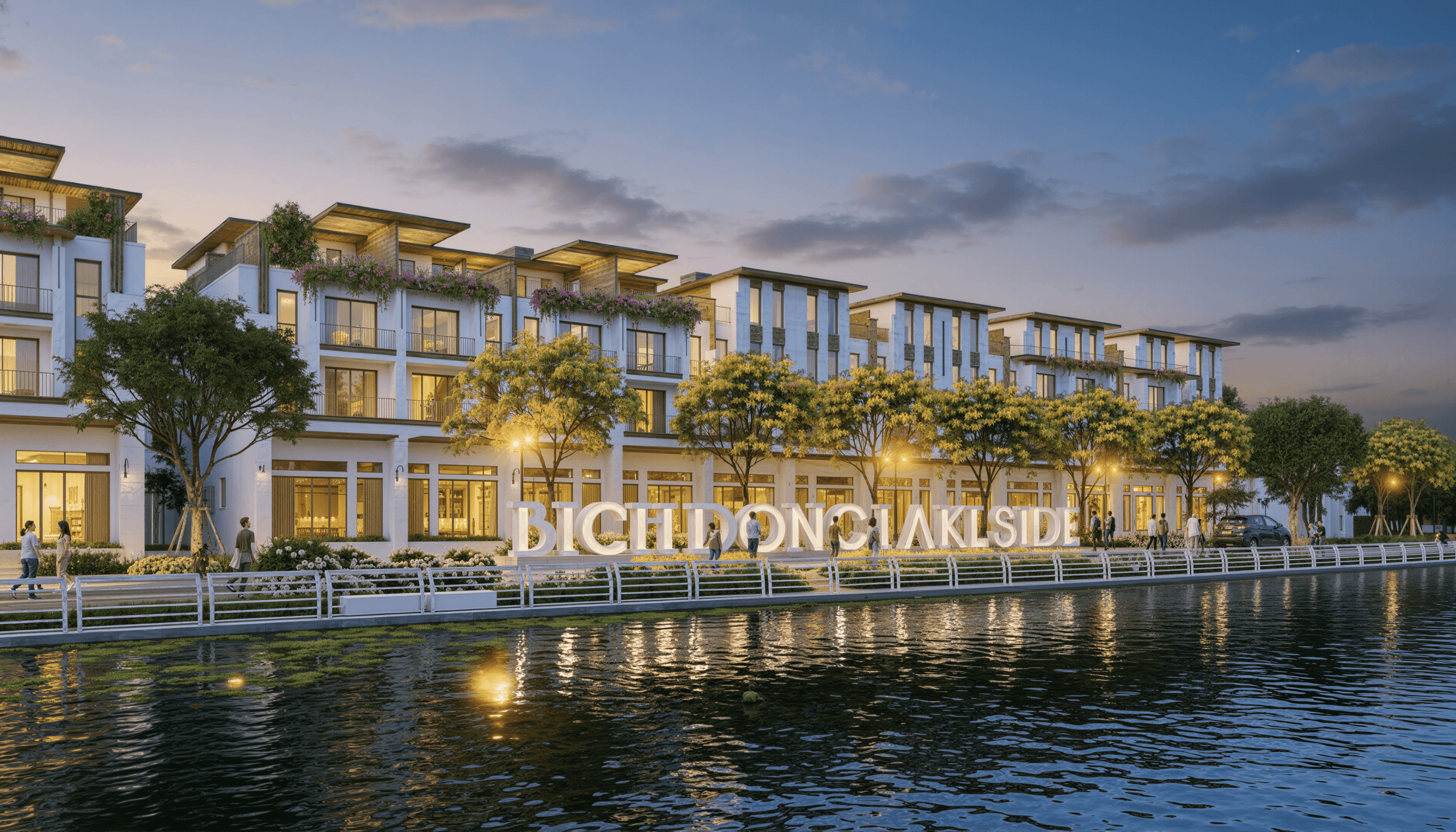 Shophouse Bích động Lakeside về đêm